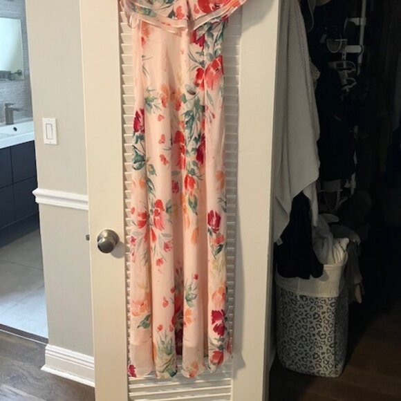 CALVIN KLEIN Size 2 Flutter Sleeve Floral Print Ruffle Dress - Picture 7 of 8